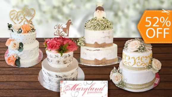 [Imagen:¡Paga $55 en Lugar de $115 por Pastel para Evento Especial (Boda, 15 Años, Primera Comunión, Bautizo, Graduación) Decorado con Rosas Naturales, de 2 Pisos, de 50 Porciones con Relleno Premium + Topper de Madera!]