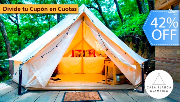 [Imagen:¡Paga Q699 en Lugar de Q1,200 por Estadía para 2 Personas en Carpa de Lujo Equipada con: Deck Privado + Camas + Baño + Churrasquera + Utensilios de Cocina + Filtro de Agua + Fogata + Uso de Jacuzzi y Más!]