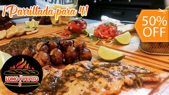 [Imagen:¡Paga $17 en Lugar de $34 por Parrillada para 4 que Incluye: Lomo de Res + Chicharrones + Costillas BBQ + Chorizos de Nahuizalco + Pechuga de Pollo + Papas Fritas + Tortillas Fritas + 4 Sodas!]