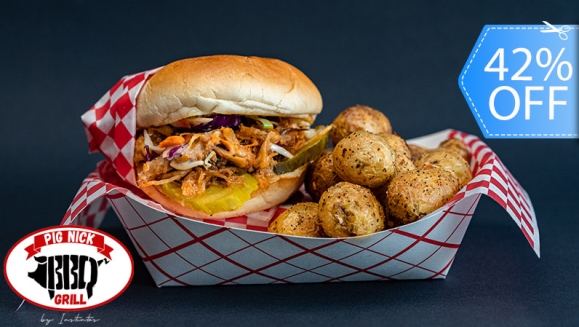 [Imagen:¡Paga Q70 en Lugar de Q120 por 2 Combos de Sándwiches Pulled Pork con Papas Bravas + 2 Bebidas Naturales!]