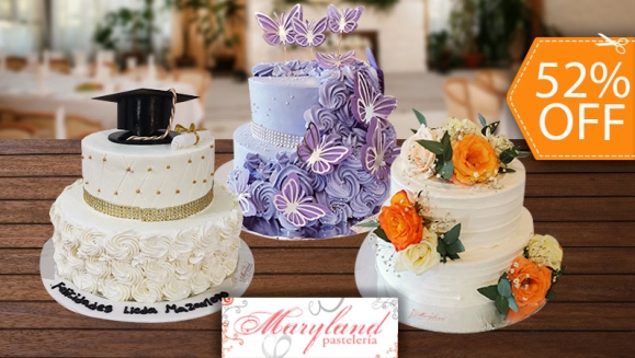 [Imagen:¡Paga $55 en Lugar de $115 por Pastel de 2 Pisos, de 50 Porciones con Relleno Premium + Decoración a Elección!]