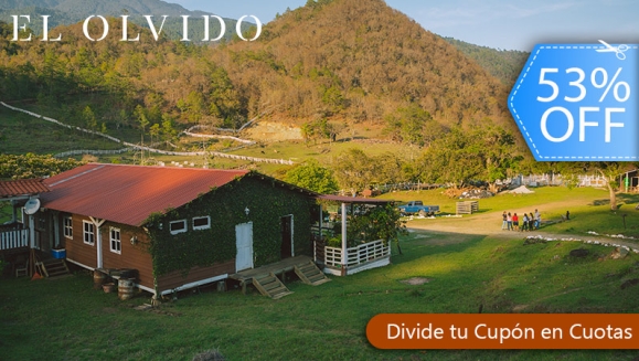 [Imagen:¡Paga Q699 en Lugar de Q1,500 por Estadía de 1 Noche para 2 Personas en Cabaña + 2 Desayunos + 2 Almuerzos + 2 Cenas + Uso de Instalaciones y Actividades de Montaña: Tour a La Piedra del Jardín, Ordeño, Pesca de Tilapia, Piscina Natural y Más!]