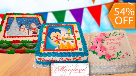 [Imagen:¡Paga $42 en Lugar de $92 por Pastel Cuadrado de 60 Porciones con Relleno a Elección + Decoración con Fotografía o Imagen Impresa en Papel Comestible de Arroz!]