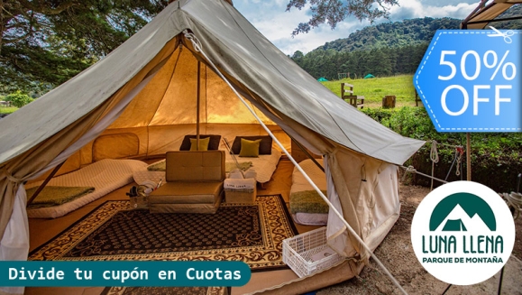 [Imagen:¡Paga Q789 en Vez de Q1,575 por Glamping para hasta 4 con Snacks de Bienvenida + Daypass de Aventura: Senderos Ecológicos, Mirador, Rio, Puente Colgante, Fogata y Canchas + Actividad a Elección entre Cuatrimoto, Bicicletas, Picnic o Churrasquera!]