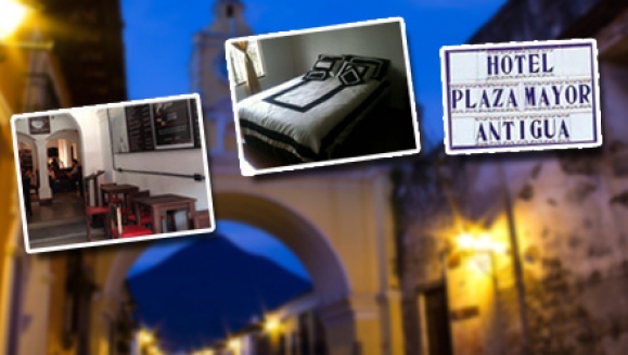[Imagen:¡Paga Q219 en lugar de Q439 por estadía de una noche para 3 adultos y hasta 2 niños con impuestos incluidos + 2 desayunos en Hotel Plaza Mayor, en Antigua Guatemala!]