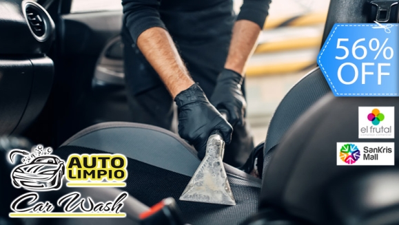 [Imagen:¡Paga Q299 en Lugar de Q675 por Limpieza de Tapicería Automotriz con Limpieza de Techo Interior y Aspirado + Lavado Exterior con Espuma + Abrillantador de Neumáticos + Limpieza de Vidrios + Aplicación de Cera Liquida!]