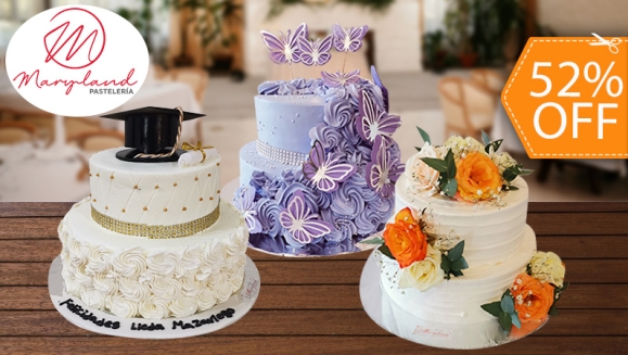 [Imagen:¡Paga $55 en Lugar de $115 por Pastel de 2 Pisos, de 50 Porciones con Relleno Premium + Decoración a Elección!]