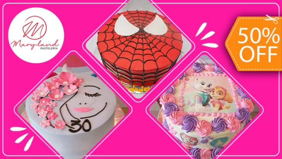 [Imagen:¡Paga $32.50 en Lugar de $65 por Pastel Redondo de 40 Porciones con Relleno a Elección + Decoración con Imágenes Impresas en Papel de Arroz Comestible + Accesorios de Dulce!]