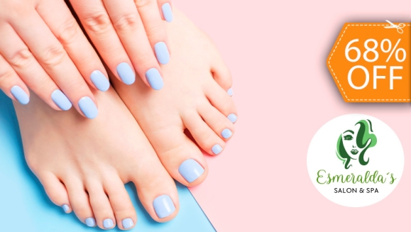 [Imagen:¡Paga $12 en Lugar de $38 por Manicure Spa + Pedicure Spa + Esmaltado Permanente Marca Gelish en Manos y Pies!]