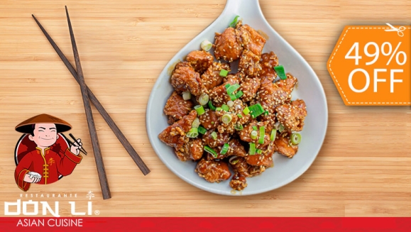 [Imagen:¡Paga $14.99 en Lugar de $29.22 por Menú para 2: Pollo de Especialidad a Elección entre Agridulce, Terikayi o a La Naranja + Bowl Grande de Arroz Blanco + 1 Orden de Wantan de Pollo o Queso Crema + 1 Pichel de Té de Limón o Melocotón!]