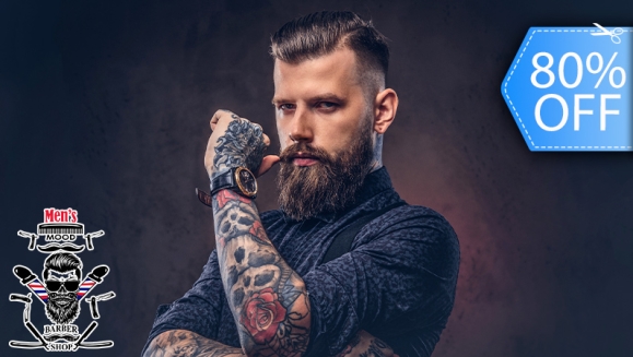 [Imagen:¡Paga Q69 en Lugar de Q350 por Corte de Cabello con Lavado,  Peinado con Gel o Cera y Aplicación de Gotas de Uva + Corte de Barba con Vapor!]