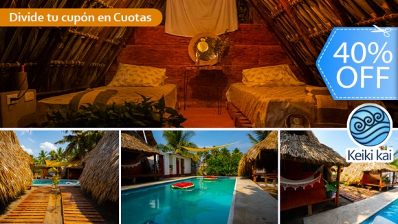 [Imagen:¡Paga Q899 en Vez de Q1,500 por Estadía para 6 Personas en Habitación Familiar con Baño Privado + Cócteles de Bienvenida + Uso de Instalaciones: Tapetes de Playa, Piscina, ¡Hamacas y Más!]