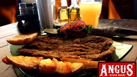 [Imagen:¡Paga Q80 en lugar de Q160 por 2 platos de milanesa al estilo Argentino + Papas + Ensalada + Bebida en Restaurante Angus Steak House!]