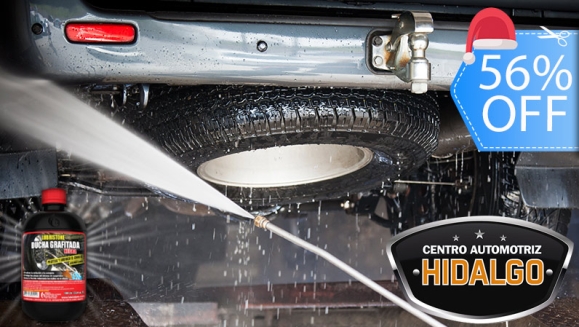 [Imagen:¡Paga Q199 en Lugar de Q450 por Flushing: Lavado y Lubricación de Chasis con Ducha Grafitada Negra Sin Restricción de Tamaño de Vehículo!]