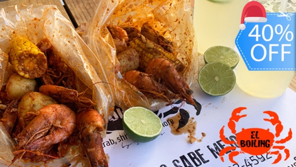 [Imagen:¡Sabor Cajún para Compartir! ¡Paga Q225 en Lugar de Q375 por 2 Libras de Camarones con Papa y Elote en Salsa Cajún + Papas Fritas + 4 Limonadas, Gaseosas o Cervezas!]