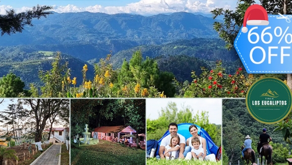 [Imagen:¡Paga Q99 en Lugar de Q295 por Camping para 4 con: 4 Desayunos Típicos o de Pancakes + 4 Bebidas a Elección (Café, Jugo de Naranja o Jamaica) + Uso de Instalaciones y Actividades de Montaña: Senderismo, Puentes, Hamacas, Granjita!]