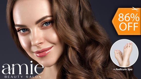[Imagen:¡Paga $12 en Lugar de $88 por Tratamiento Booster Capilar Regenerador + Lavado Spa + Limpieza de Puntas + Secado, Planchado u Ondas  + Pedicure Spa + Esmalte Permanente en Pies + Limpieza de Cejas!]