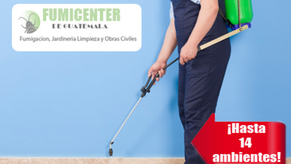 [Imagen:¡Paga Q290 en lugar de Q725 por Servicio de Fumigación para eliminación de plagas hasta para 14 ambientes con FUMICENTER!]