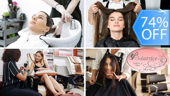 [Imagen:¡Paga Q275 en Vez de Q1,075 por Cambio de Look, que Incluye: Ritual de Hidratación INOAR con Planchado + Lavado Spa + Corte Personalizado + Manicure y Pedicure Spa + Aplicación de Gelish Bicolor en Manos y Pies + Waves o Planchado y Más!]