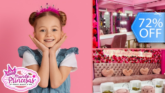 [Imagen:¡Paga Q99 en Lugar de Q350 por Servicios de Salón y Glamour Para Tu Princesa: ¡Peinado con Glitter + Maquillaje Fantasía + Esmaltado + Uso de Vestidos y Accesorios del Magic Closet + Fotografías Digitales en Cabinas Personalizadas + Snacks!]