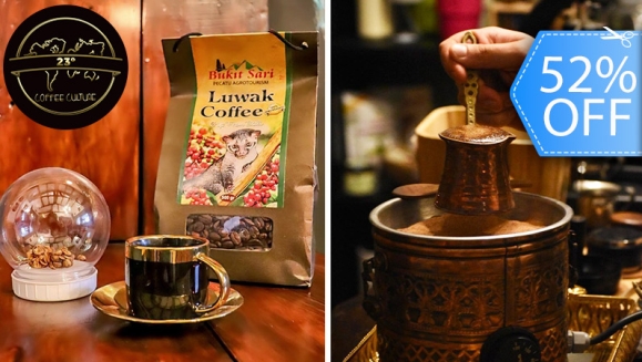 [Imagen:¡Paga Q399 en Lugar de Q830 por Experiencia Exclusiva y Única con Café "KOPI LUWAK"  " El Más Exclusivo y Caro del Mundo", para 2 Personas + 4 Trufas o 2 Galletas de Chocolate Brownie!]