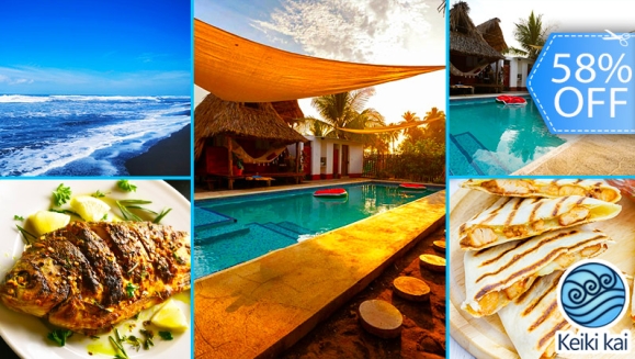 [Imagen:¡Paga Q125 en Lugar de Q300 por Day Pass para 2 Personas que Incluye Uso de Instalaciones: Tapetes de Playa, Piscina y Más + 2 Almuerzos a Elección entre Pescado Frito o Quesadillas de Camarón + Papas Fritas y 2 Bebidas Naturales!]