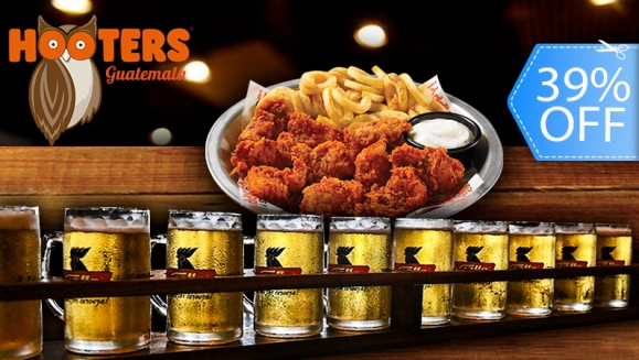 [Imagen:¡Paga Q249 en Lugar de Q407 por Combo para Compartir que Incluye: 1 Metro de Chela (10 Tarros) + 1 Orden de 10 Alitas + Curly Fries + Aderezo!]