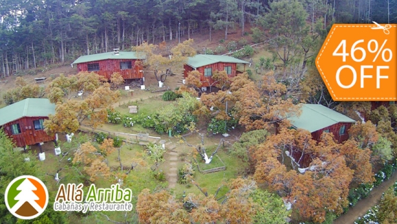 [Imagen:¡Paga $57 en Lugar de $105 por 1 Noche en Cabaña para 2 Adultos y 2 Niños o para 3 Adultos + Desayunos + 30 Minutos de Juegos de Mesa + Caminata en Bosque + Visita al Vivero de Hortalizas + Entretenimiento y Más!]