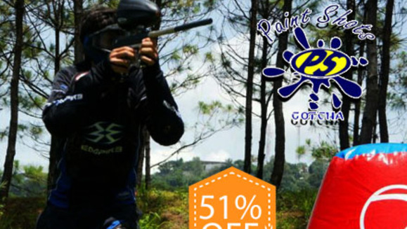 [Imagen:¡Paga Q39 en lugar de Q80 por 100 paintballs + paquete de juego que incluye: máscara, marcadora semiautomática, protector de cuello, chaleco, camisa, tapón de seguridad y recarga de aire ilimitada en Paint Shots Gotcha!]