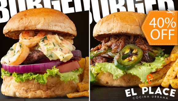 [Imagen:¡Paga $18.50 en Lugar de $30.95 por 2 Hamburguesas Triple Carne o de Especialidad a Elección + 2 Ordenes de Papas Francesas + 1 Entrada de Nachos + 2 Bebidas con Refill!]