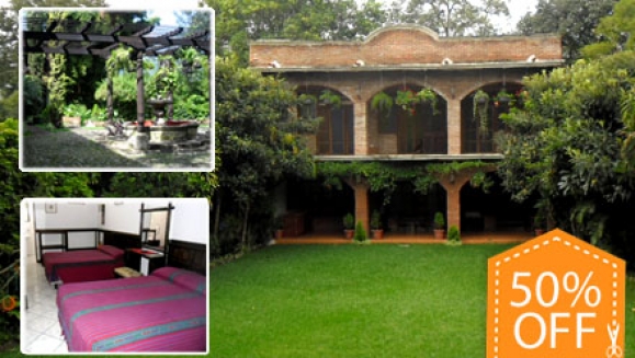 [Imagen:¡Paga Q200 en lugar de Q400 por Estadía para 2 Adultos y 2 niños en habitación doble + 2 Desayunos e impuestos incluidos en Hotel Santa Ana, en Antigua Guatemala!]