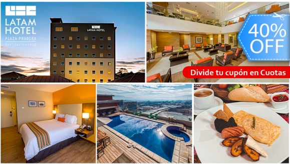 [Imagen:¡Paga Q599 en Lugar de Q999 por Estadía de Lujo en LATAM, Xela: Habitación De Luxe para 2 Adultos + 2 Desayunos Buffet + Acceso al Roof Top con Jacuzzi al Aire Libre y Piscina Climatizada + Impuestos! ¡Sólo 100 Cupones Disponibles!]