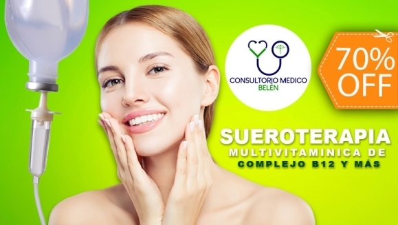 [Imagen:¡Paga $30 en Lugar de $100 por Sueroterapia Multivitamínico de Complejo B12 + Nutriente a Elección + Consulta General Integral + Toma de Presión Arterial + Consulta Nutricional!]