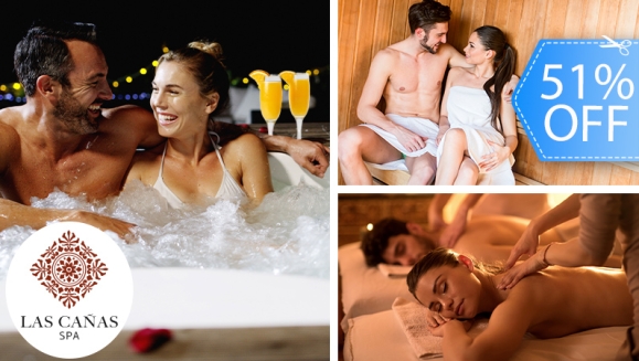 [Imagen:¡Paga Q399 en Lugar de Q820 por Día de Spa para 2 con: Masaje Relajante de 30 Minutos + 30 Minutos en Sauna Húmedo o Seco + 30 Minutos de Jacuzzi + Infusión Relajante de Té + Mascarilla de Gel Hidratante + 2 Mimosas + Snack para Compartir y Más!]