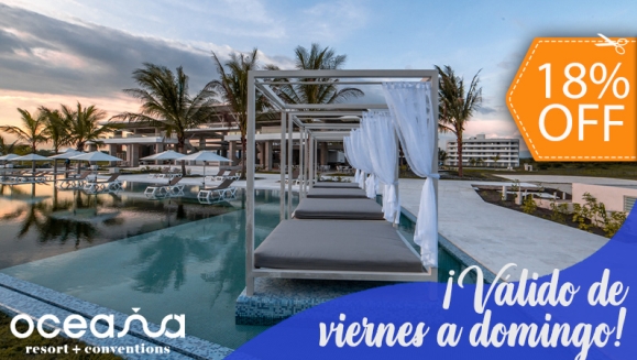 [Imagen:¡Oceana Resort  1 Noche TODO INCLUIDO (Viernes a Domingo)! ¡Paga $314.47 en Lugar de $382.39 por Estadía Familiar para 2 Adultos y 2 Niños (De 0 a 5 Años) en Habitación Superior + Impuestos Incluidos!]