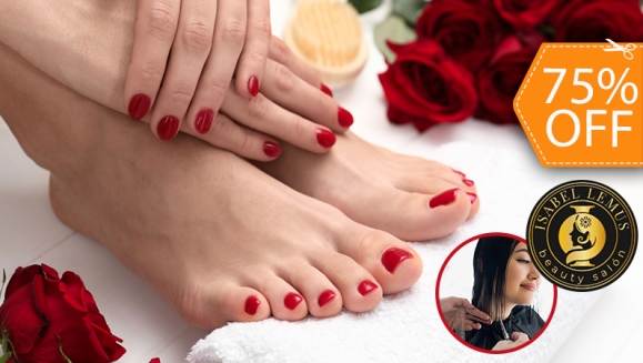 [Imagen:¡Paga $10 en Lugar de $40 por Manicure y Pedicure Spa + Exfoliación en Manos y Pies + Esmaltado Semipermanente OPI + Corte de Cabello con Estilo o Puntas!]