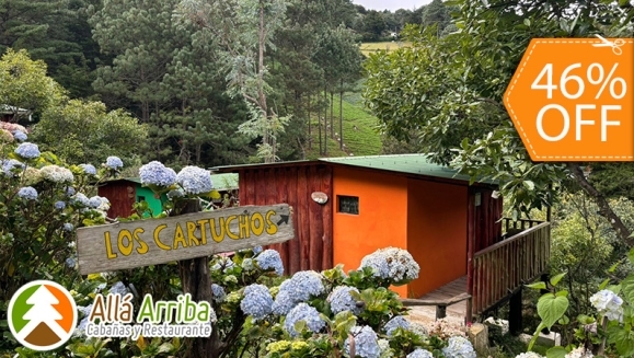 [Imagen:¡Paga $57 en Lugar de $105 por 1 Noche en Cabaña para 2 Adultos y 2 Niños o para 3 Adultos + Desayunos + 30 Minutos de Juegos de Mesa + Caminata en Bosque + Visita al Vivero de Hortalizas + Entretenimiento y Más!]