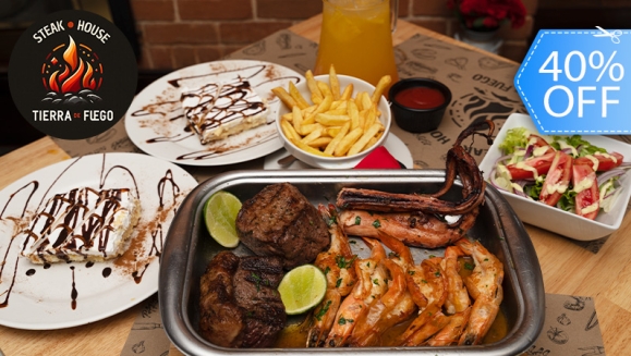 [Imagen:¡Nueva Parrillada! ¡Paga Q299 en Vez de Q496 por “Maristierra" Familiar Hasta para 4 Personas con: 1 Lb de Lomito o Puyazo + 1/2 Lb de Camarones + 1/2 Lb de Pulpo +  2 Guarniciones + Pichel de Bebida + 2 Postres!]