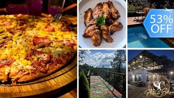 [Imagen:¡Paga Q199 en Lugar de Q425 por Combo hasta para 6 Personas: 3 Pizzas Grandes a Elección Entre Hawaiana, Peperoni, Vegetariana o Margarita o 3 Porciones de Alitas Para Compartir + 2 Picheles de Bebida!]