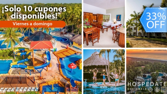 [Imagen:¡FLASH SALE DE FIN DE SEMANA! ¡Paga Q2,999 en Lugar de Q4,500 por Estadía de 3 Días y 2 Noches para 4 Personas en Bungalow o Suite + Uso Ilimitado de Atractivas Instalaciones! ¡Solo 10 Cupones Disponibles!]