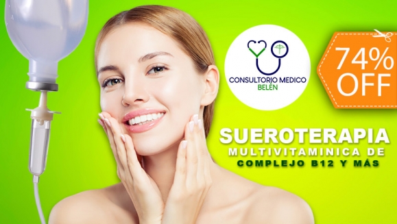 [Imagen:¡Paga $26 en Lugar de $100 por Sueroterapia Para Fortalecer Defensas, Disminuir el Agotamiento Físico y Mejorar Sistema Nervioso + Nutriente a Elección + Consulta General Integral + Toma de Presión Arterial!]
