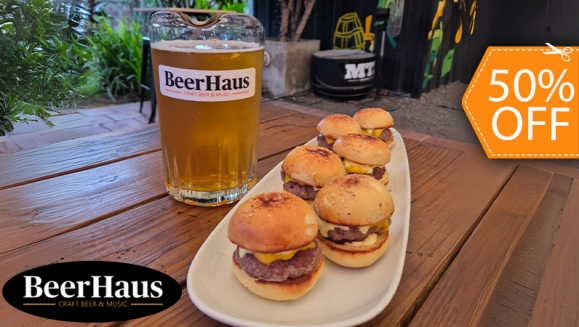 [Imagen:¡Salida de Amigos en BeerHaus! ¡Paga $15 en Lugar de $30 por 1 Pichel  de Cerveza Artesanal (60 Oz) + 1 Orden de 6 Mini Hamburguesas!]