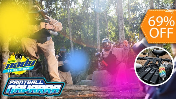 [Imagen:¡Paga $65 en Lugar de $210 por Paintball Premium con Armas de Élite para 6 Personas que Incluye: 6 Marcadoras Stormer MagFed con Cargadores Reales + 6 Pod con 130 Paintballs + 6 Máscaras Dye SI + 6 Chalecos +  Aire Comprimido + Uso del Campo!]