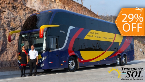 [Imagen:¡Viaja en Bus Clase Ejecutiva con Transportes del Sol! ¡Paga $46 en Lugar de $65 por Viaje Redondo de El Salvador - Guatemala - El Salvador!]