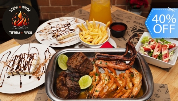 [Imagen:¡Nueva Parrillada de Carnes y Mariscos! ¡Paga Q315 en Vez de Q521 por “Maristierra" Familiar Hasta Para 4 Personas con: 1 Lb de Lomito o Puyazo + 1/2 Lb de Camarones + 1/2 Lb de Pulpo + 2 Guarniciones + Pichel de Bebida + 2 Postres!]