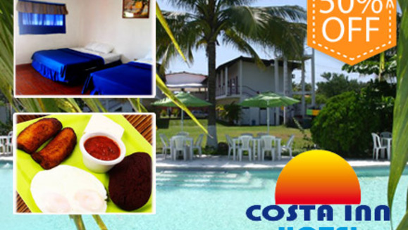 [Imagen:¡Paga $30 en lugar de $60 por Estadía de dos días y una noche para 4 personas + Dos desayunos típicos en Hotel Costa Inn, Costa del Sol!]