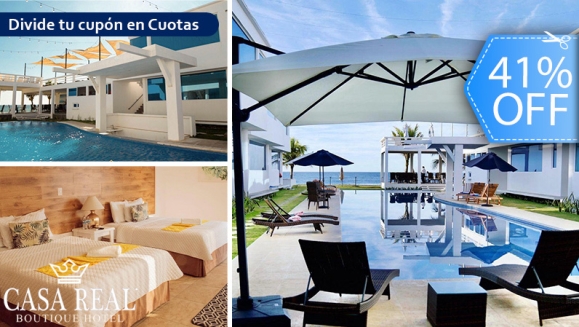 [Imagen:¡Escape Frente al Mar en Casa Real Boutique, Monterrico! ¡Paga Q650 en Lugar de Q1,100 por Estadía en Habitación Doble Para Hasta 4 Personas + 2 Desayunos + Playa Privada + Piscina y Más!]