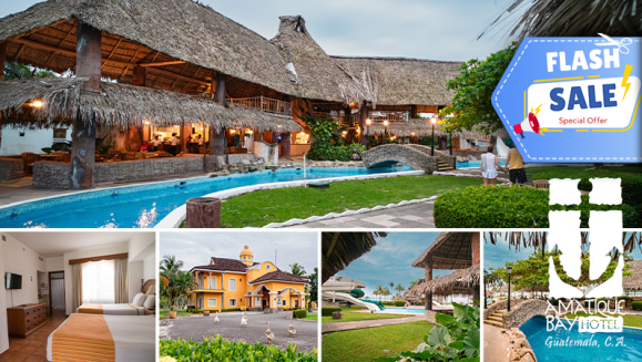 [Imagen:¡Escapada Tropical en Amatique Bay Hotel! ¡Paga Q737 en Lugar de Q1,061 por Estadía en Habitación Studio Sencilla o Doble Para 2 Adultos y Hasta 2 Niños + Uso Ilimitado de Atractivas Instalaciones + Impuestos Incluidos!]