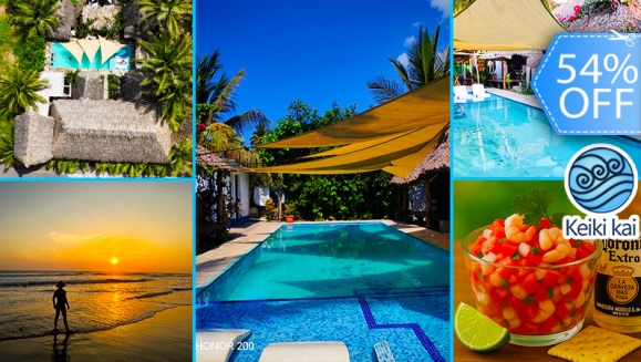 [Imagen:¡Paga Q139 en Lugar de Q300 por Day Pass para 2 Personas que Incluye Uso de Instalaciones: Piscina, Terraza y Más + 2 Ceviches Medianos de Camarón + 2 Bebidas a Elección!]