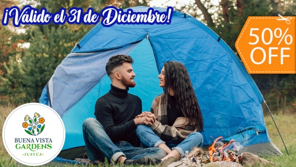 [Imagen:¡Celebra Año Nuevo en Buena Vista Gardens (31 de Diciembre)! ¡Paga $50 en Lugar de $100 por Camping al Aire Libre Para 2: Ecoparque + Tienda de Campaña + 2 Colchonetas + 2 Cenas + Música en Vivo + Fogata! ¡Solo 23 Cupones Disponibles!]